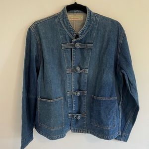 Japanese Pyumosso cotton denim chore coat with mandarin collar M